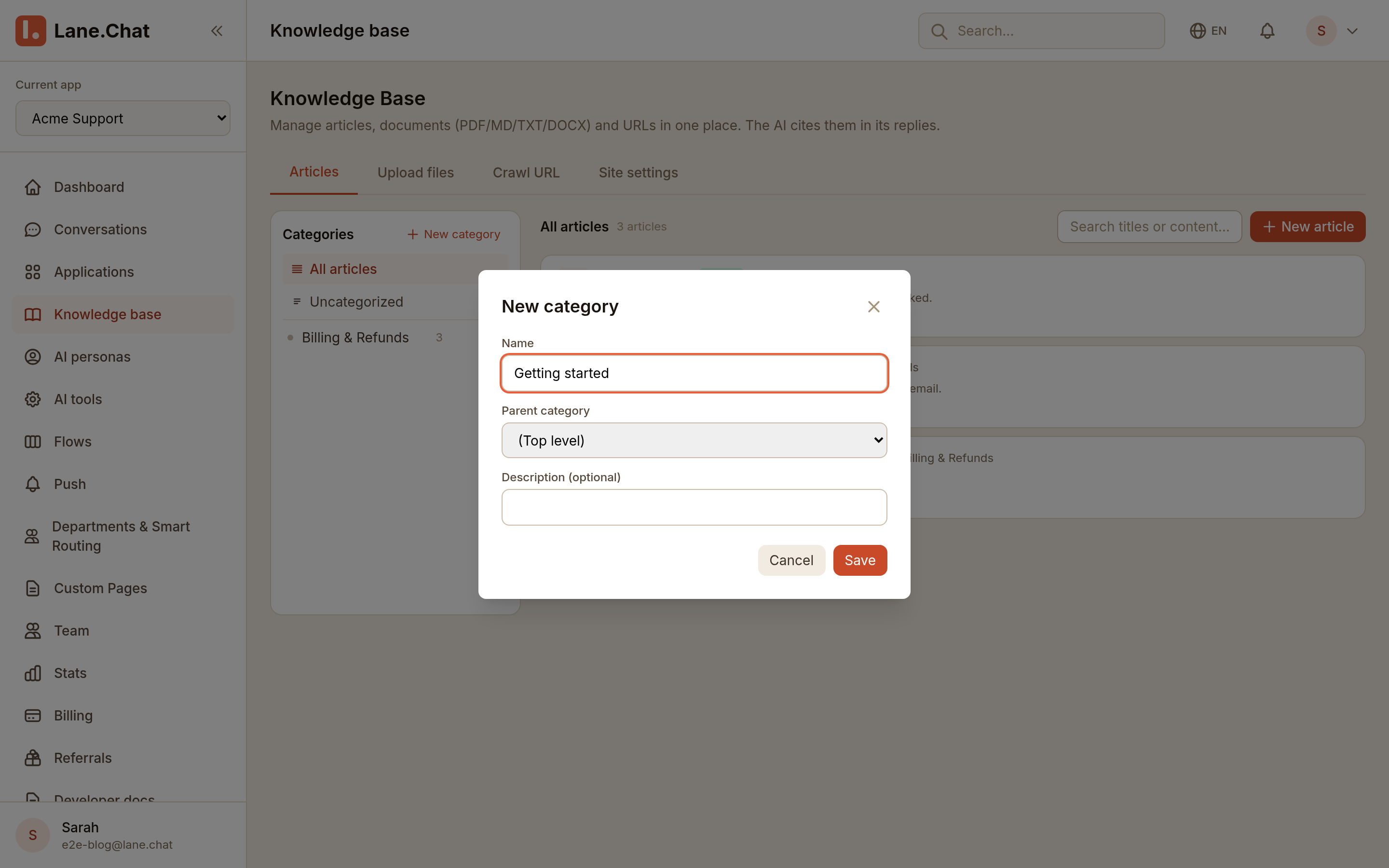Step 2 — new category modal