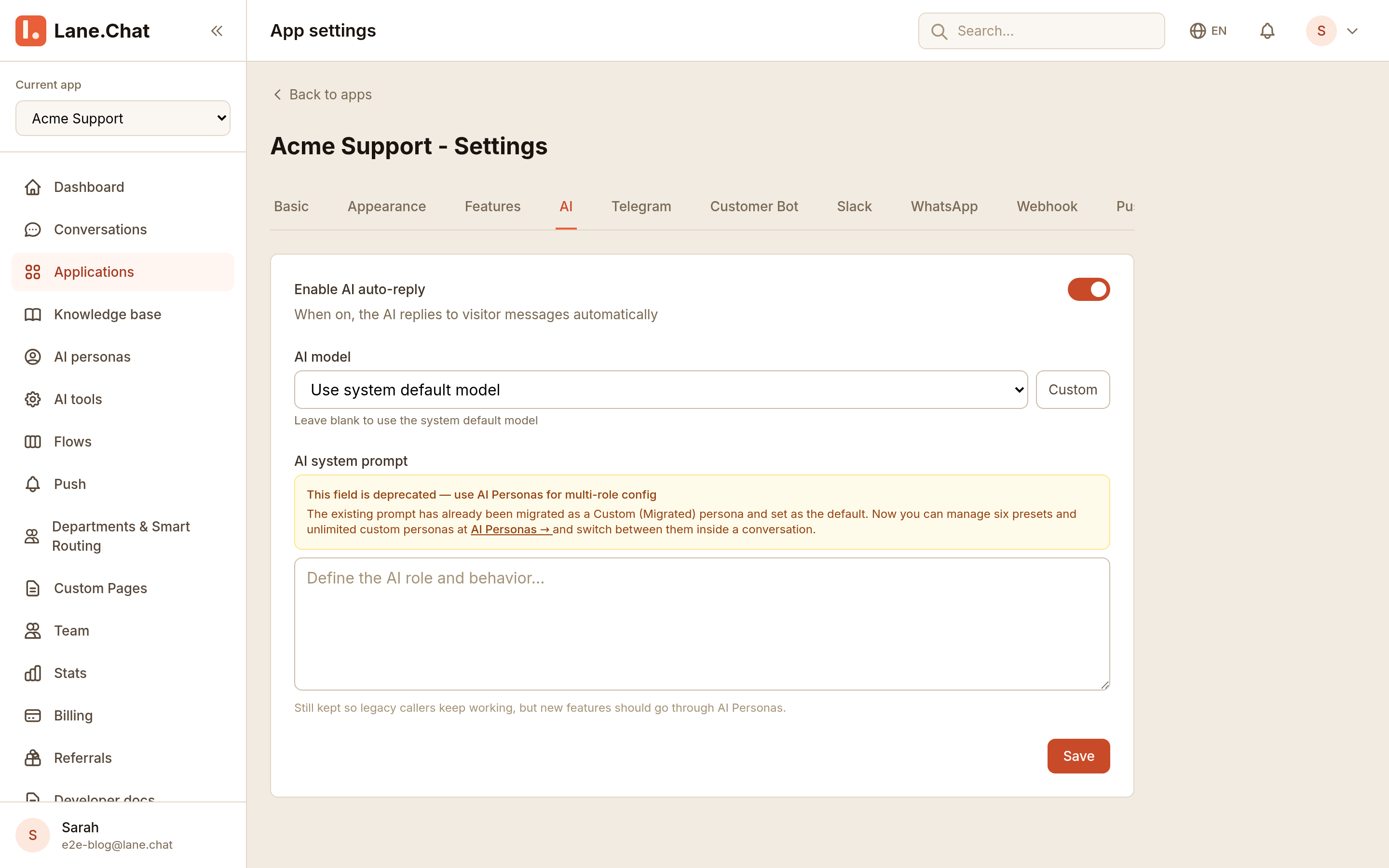 Step 4 — AI auto-reply switch in AI settings