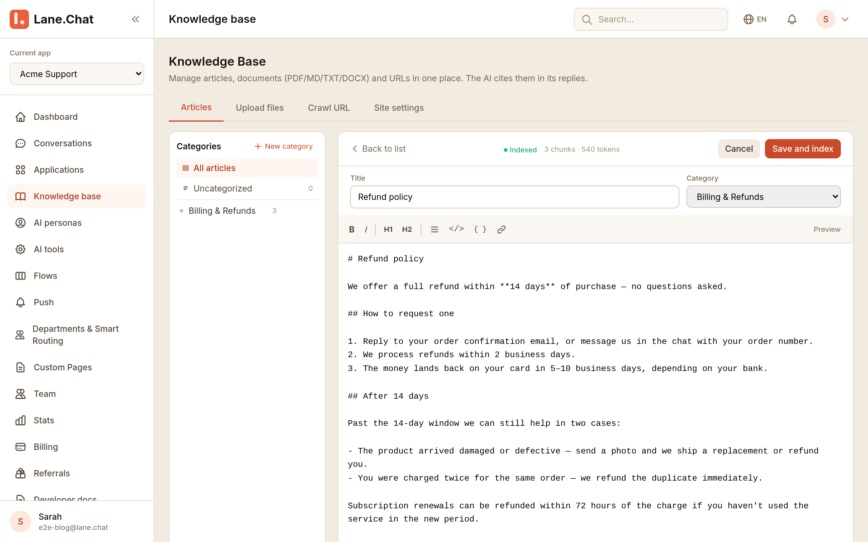 Step 5 — entry indexed status
