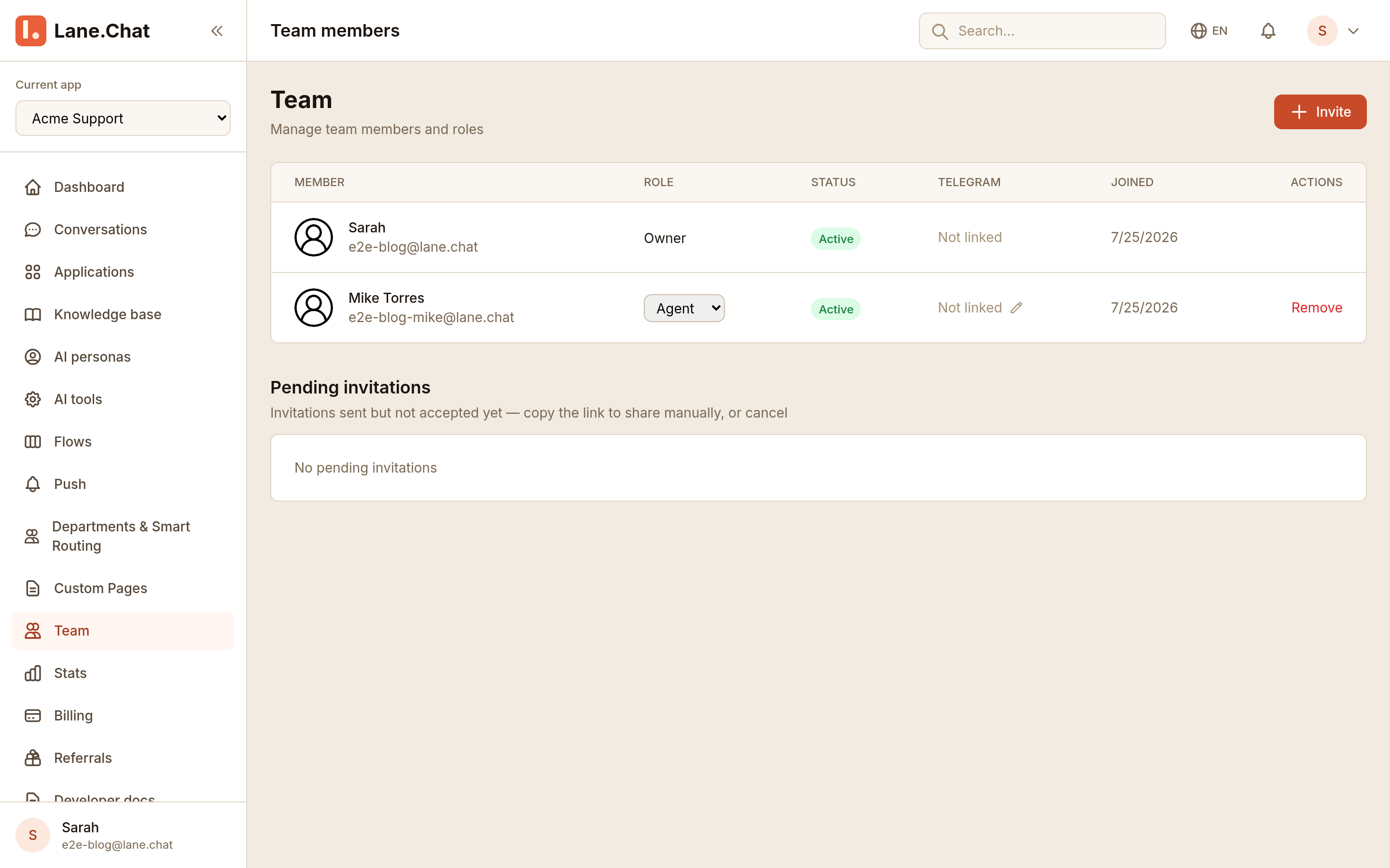 Step 1 — team member list