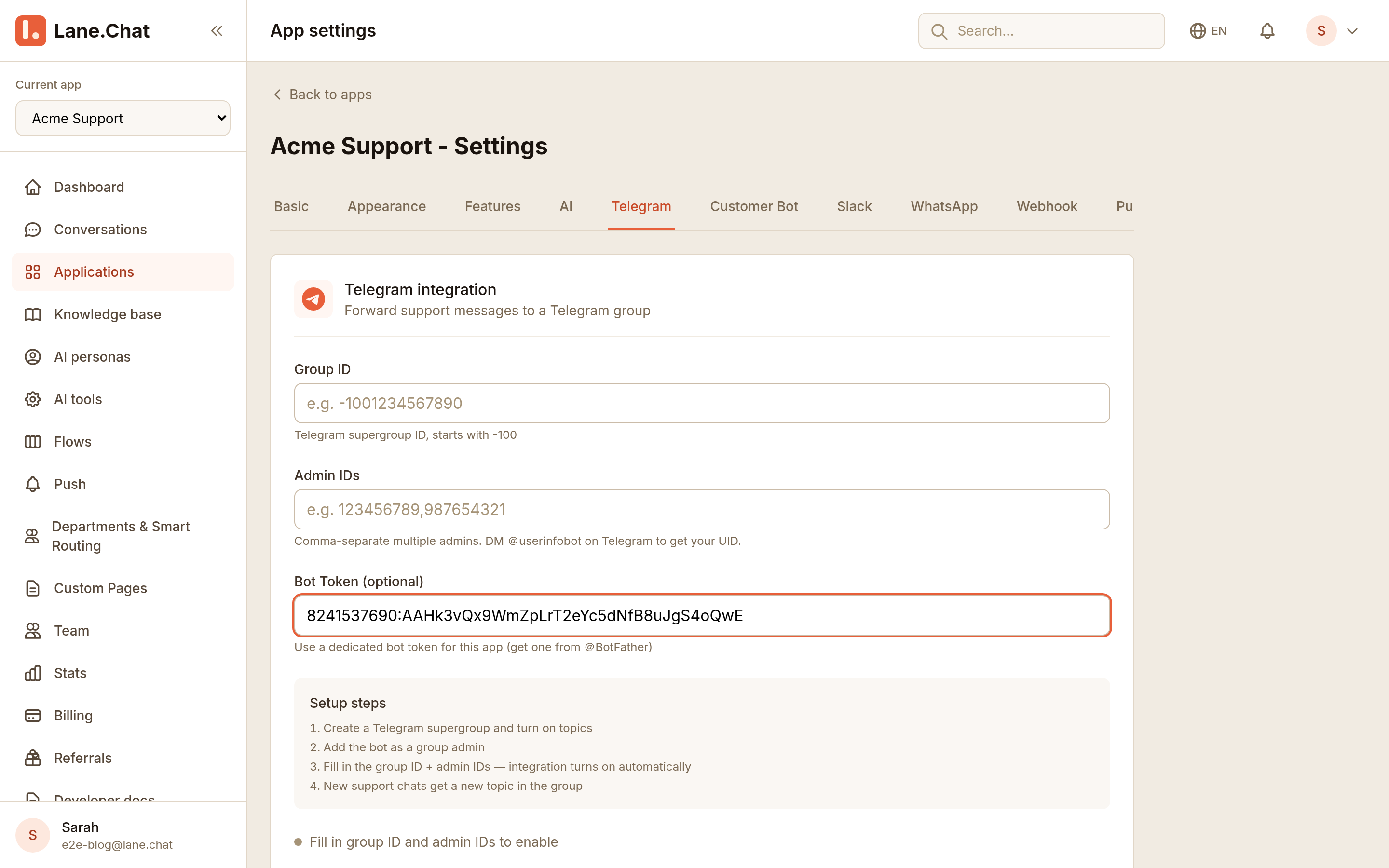 Step 5 — Webhook configured automatically